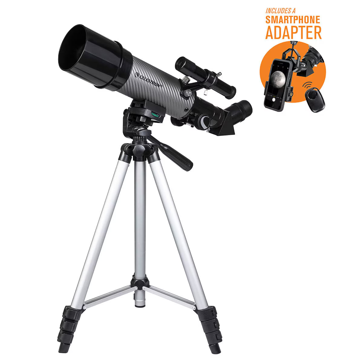 Celestron telescope with tripod & smartphone adapter for stargazing adventures