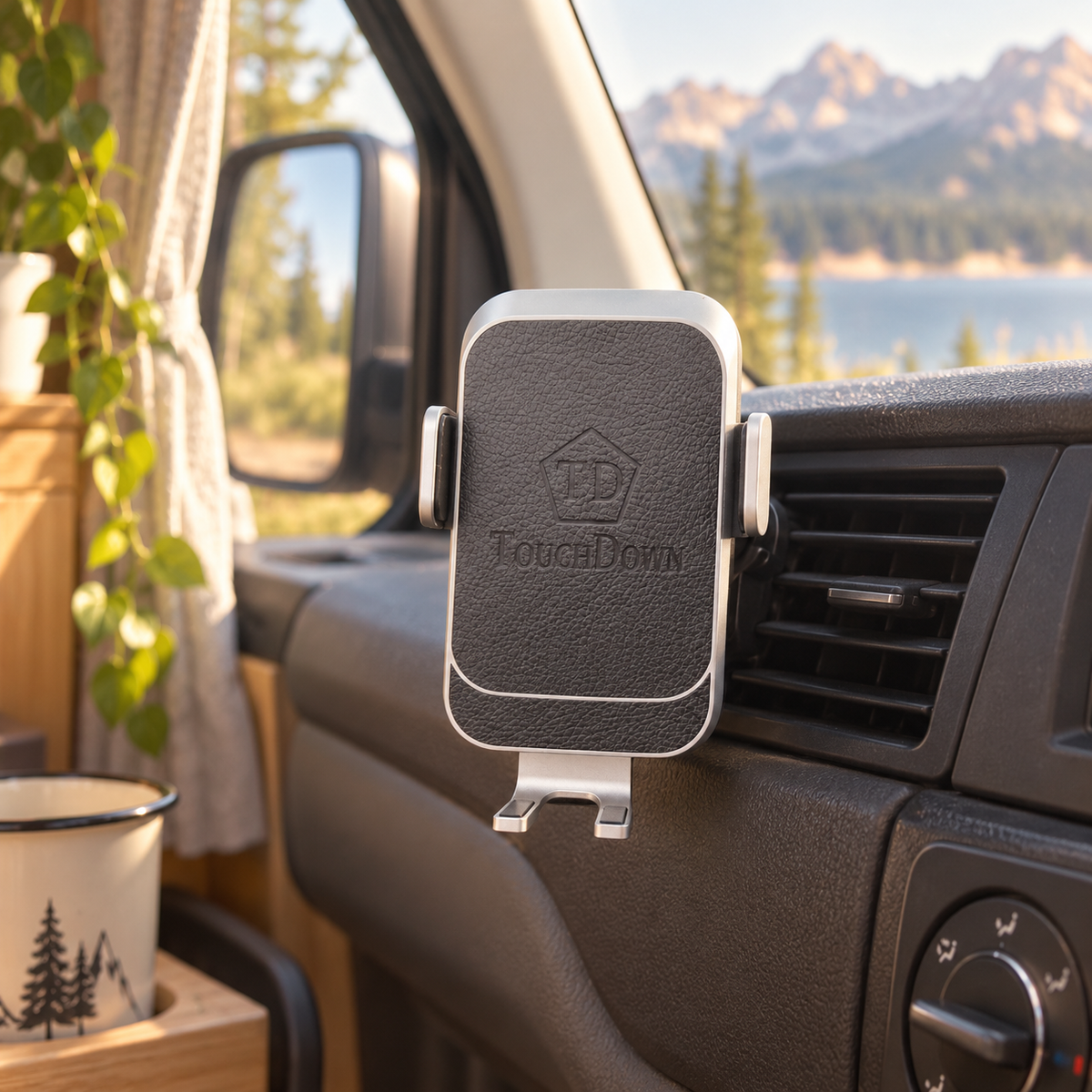 Wireless Car Charger in a van-life setting