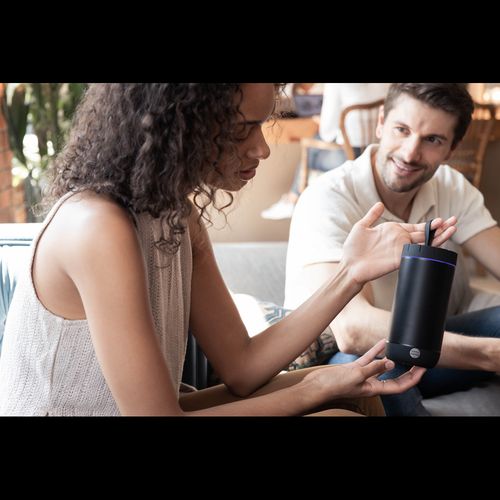 Portable Bluetooth speaker for van life adventures, compact design perfect for campers and outdoor trips
