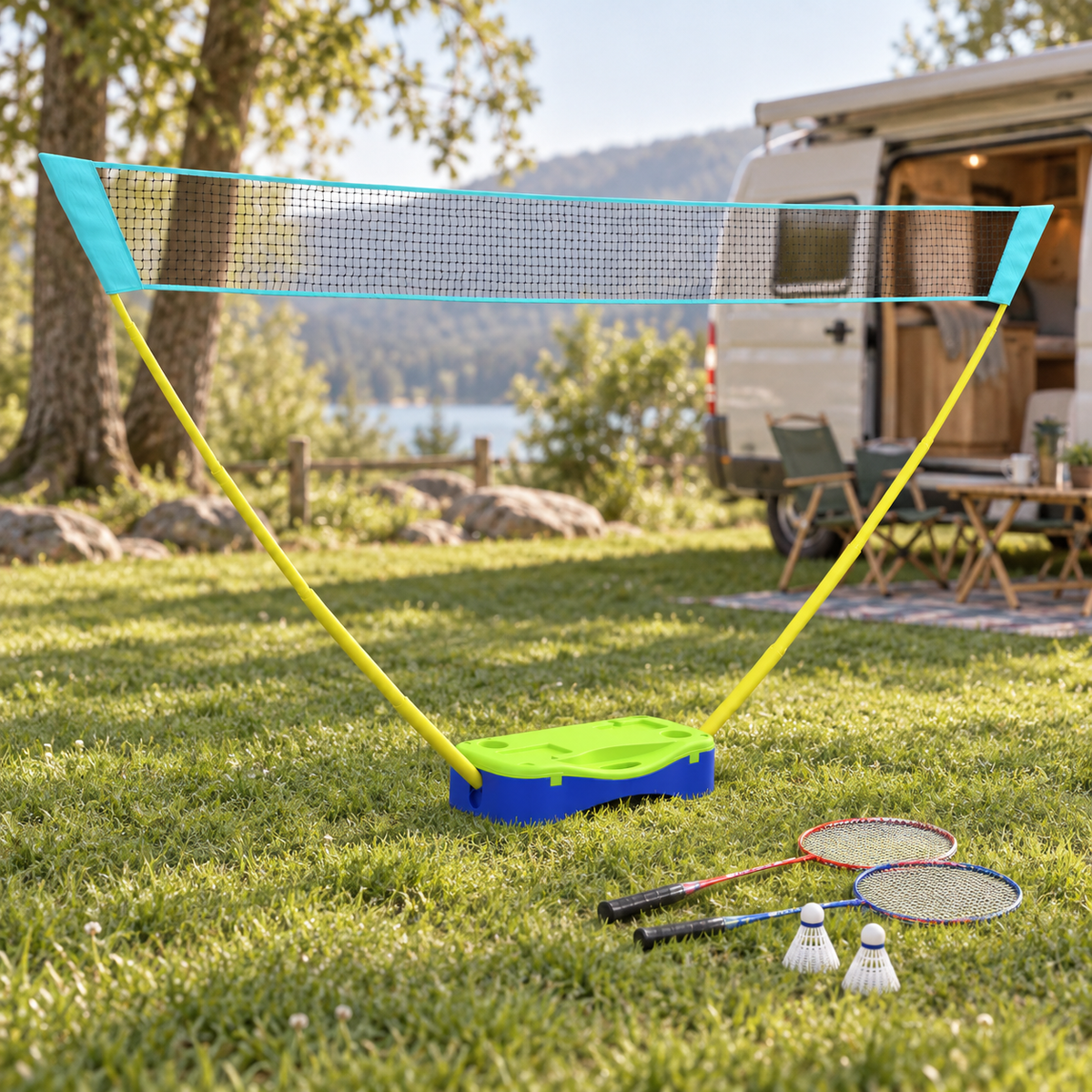 Portable Net Set in a van-life setting