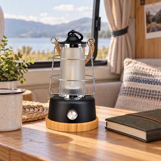 Orkney Lantern Power Bank in a van-life setting