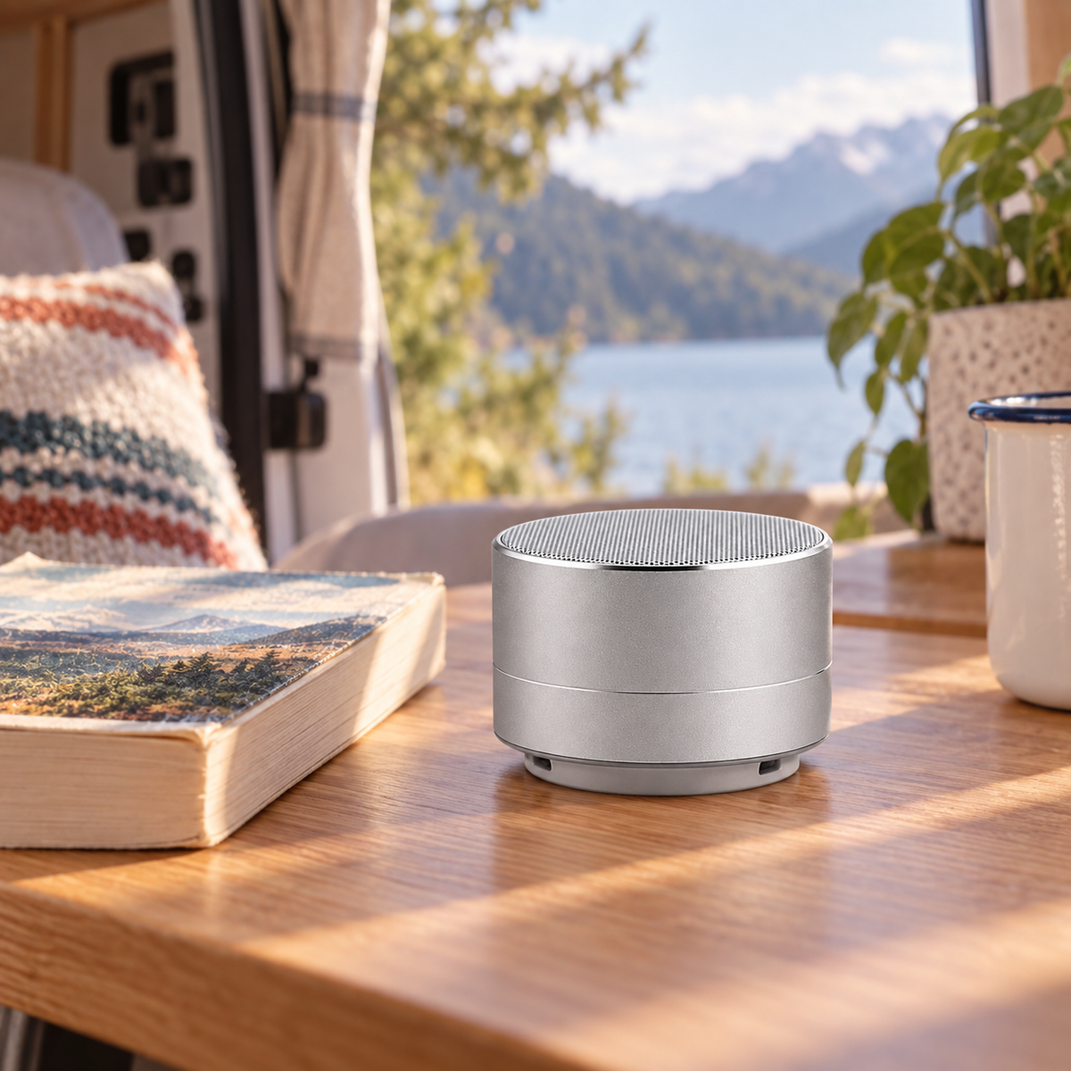 Soundz Mini Bluetooth Speaker in a van-life setting