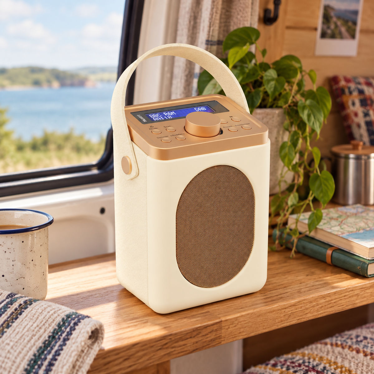 Majority Little Shelford Portable Radio in a van-life setting