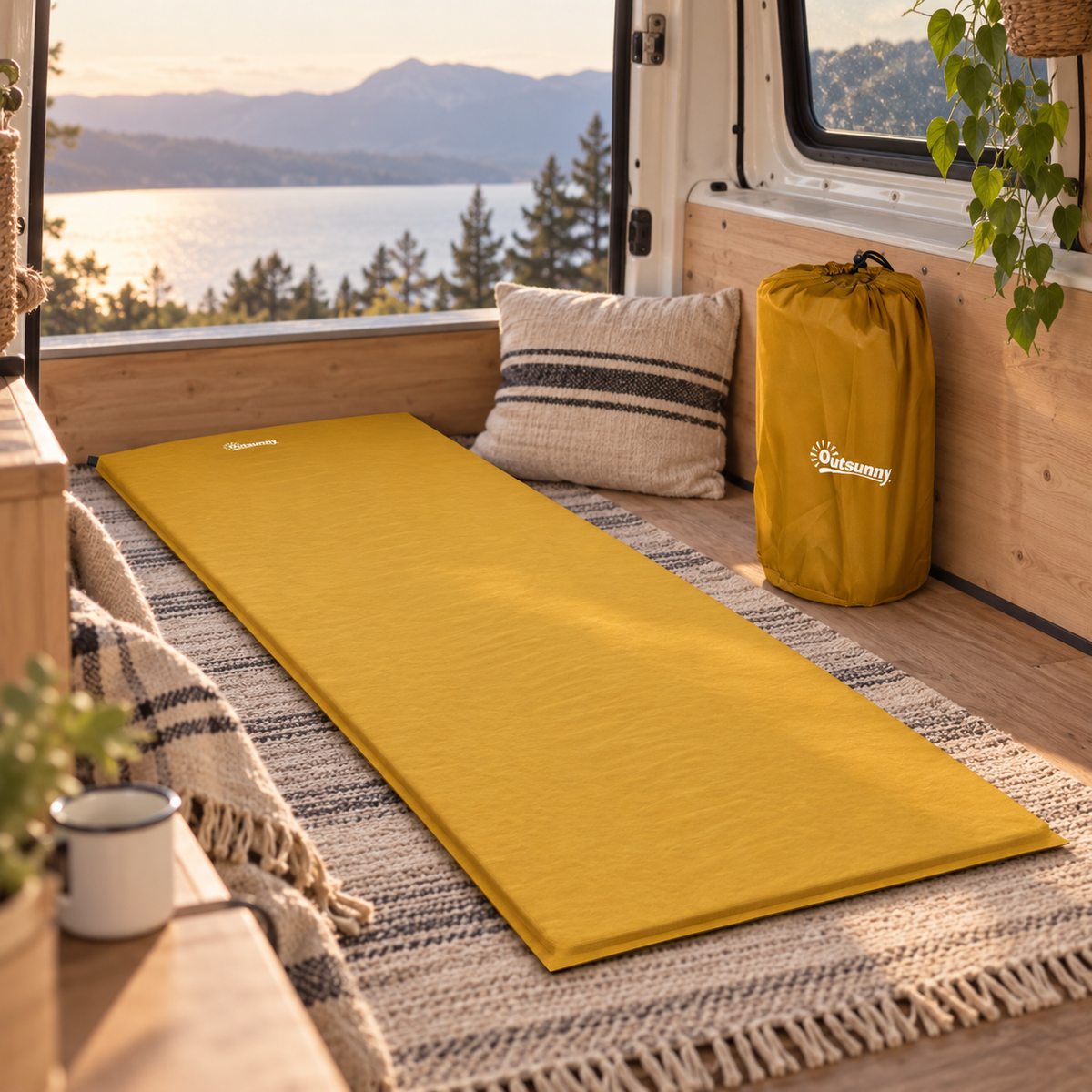 Self-Inflating Sleeping Mat in a van-life setting