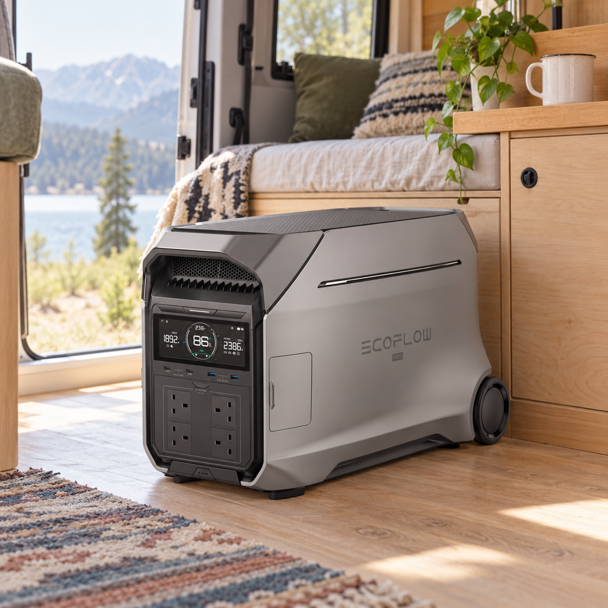 EcoFlow 4096Wh Power Station in a van-life setting