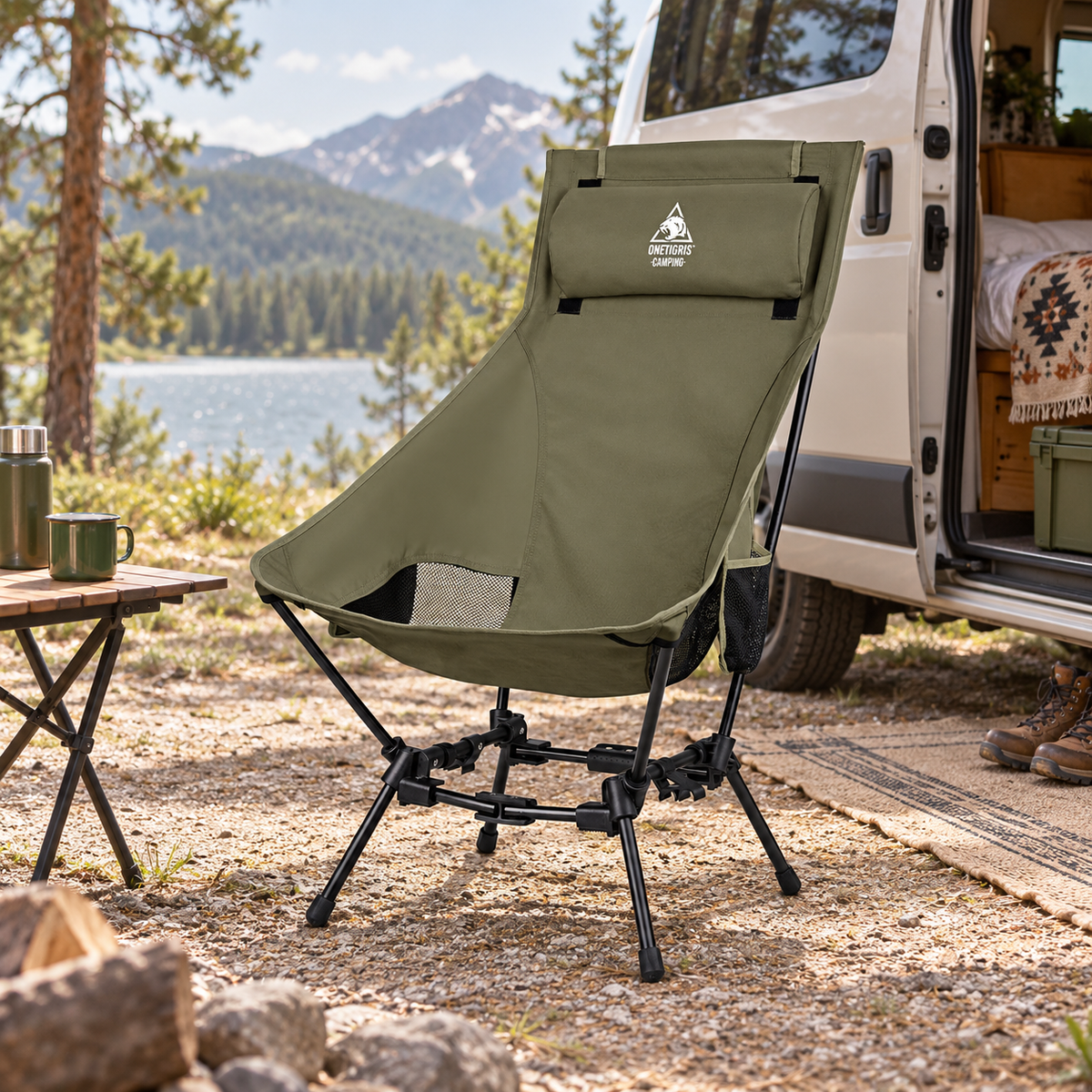 Dragonhide Oversized Camping Chair in a van-life setting