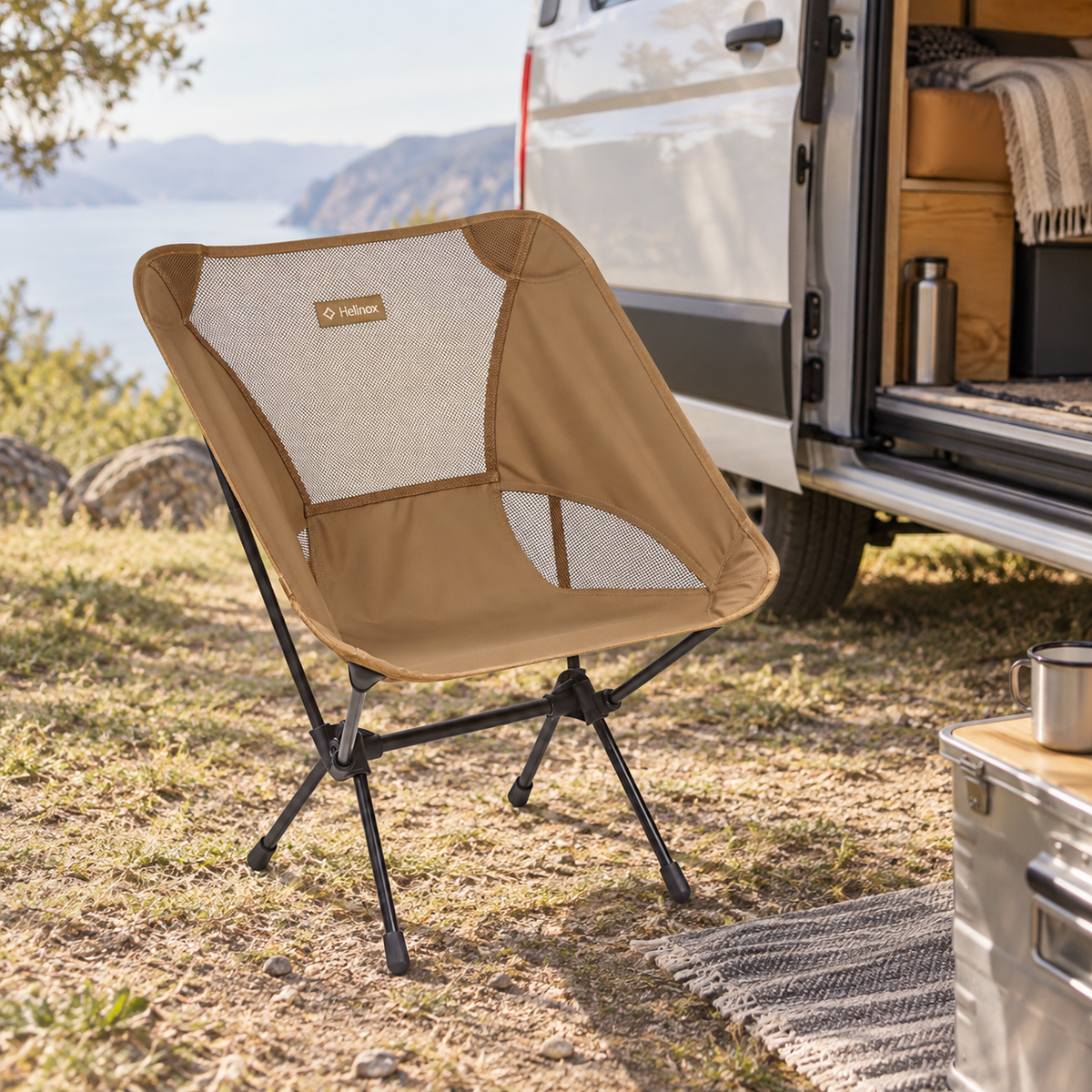 Helinox Chair One Original in a van-life setting