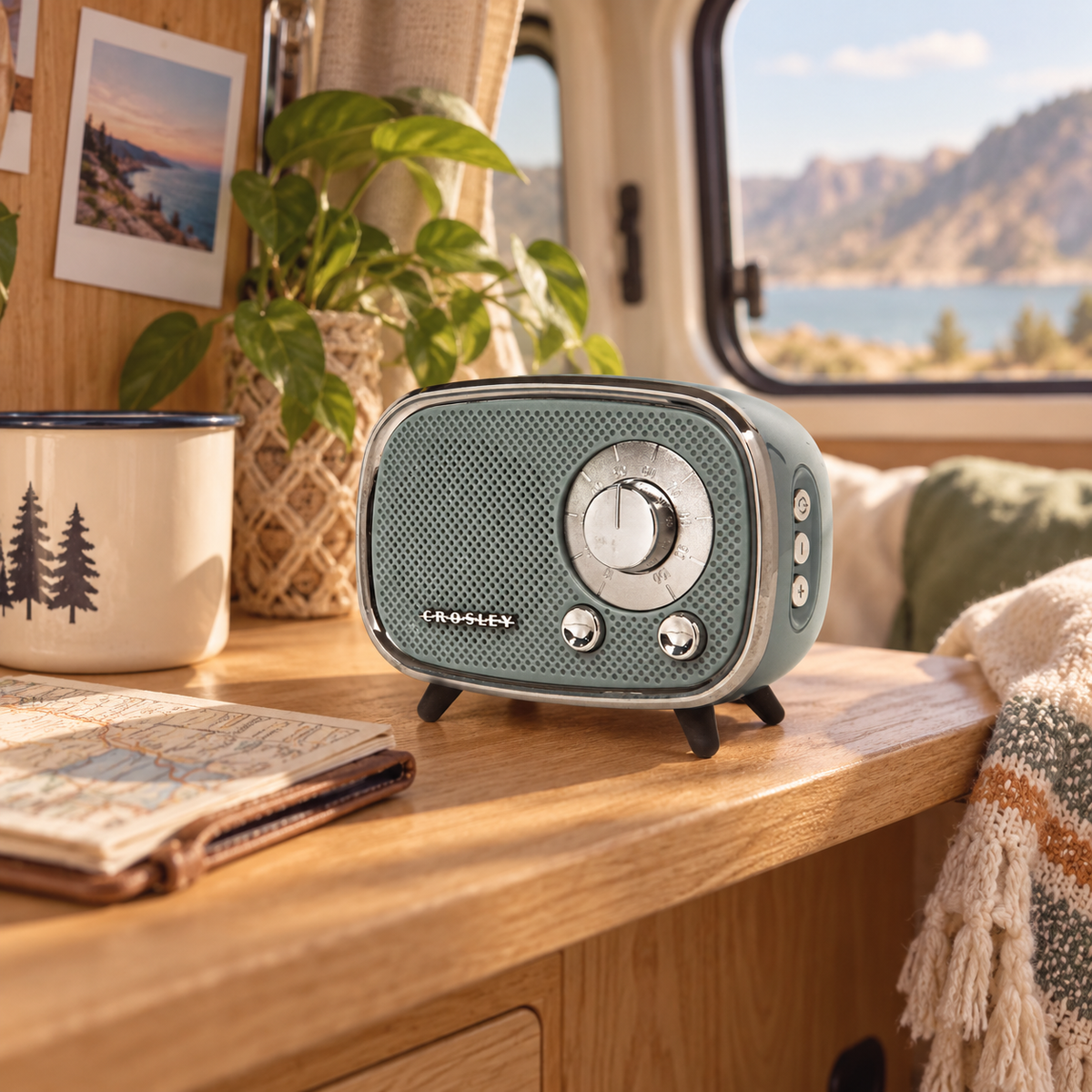 Rondo Retro Bluetooth Speaker in a van-life setting