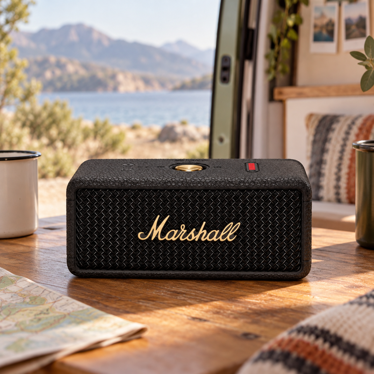 Marshall Emberton III Bluetooth Speaker in a van-life setting