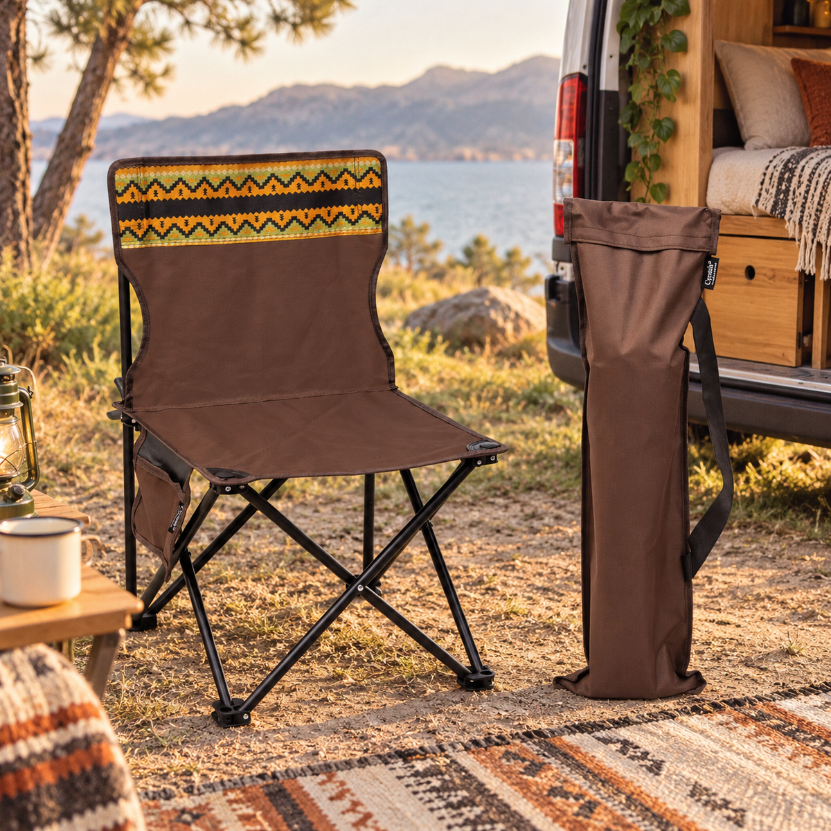 Aztec Folding Camping Chair in a van-life setting