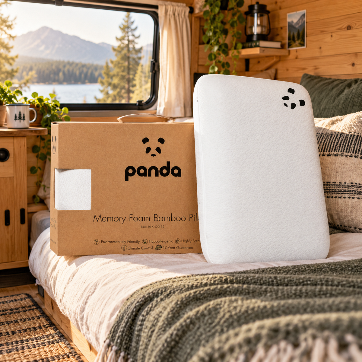 Memory Foam Pillow in a van-life setting