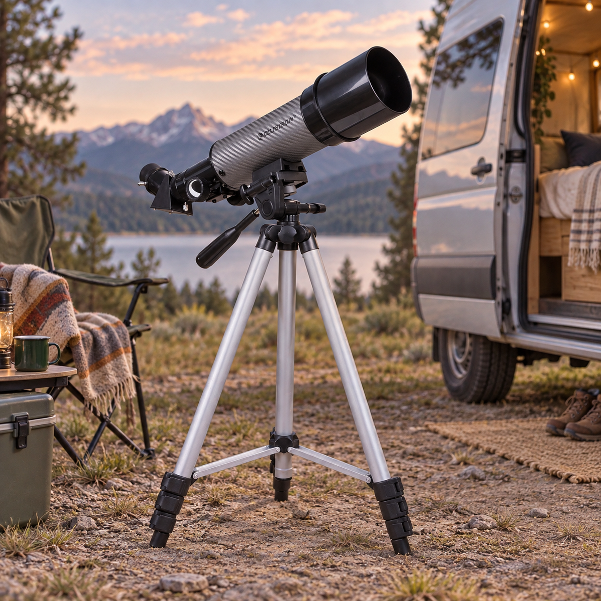 Travel Stargazing Telescope in a van-life setting