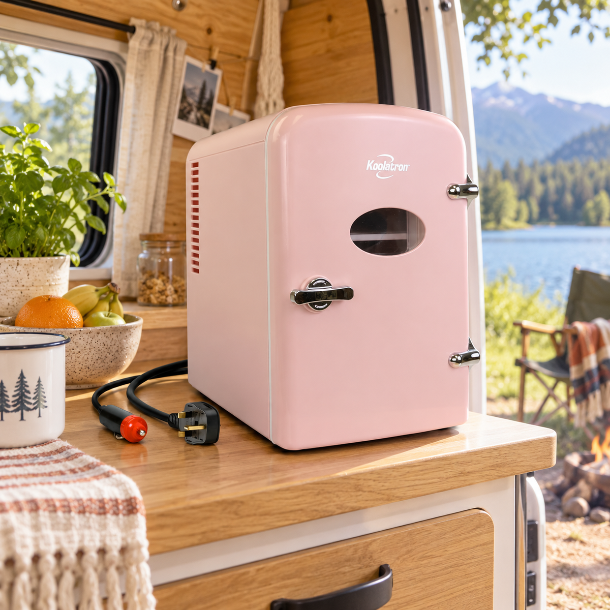 4L Retro Mini Fridge in a van-life setting