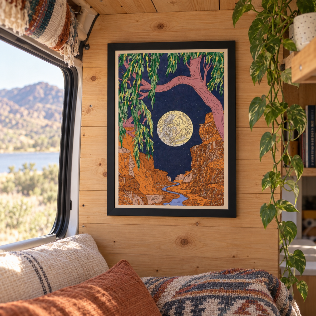 Sweet Dreams Art Print in a van-life setting