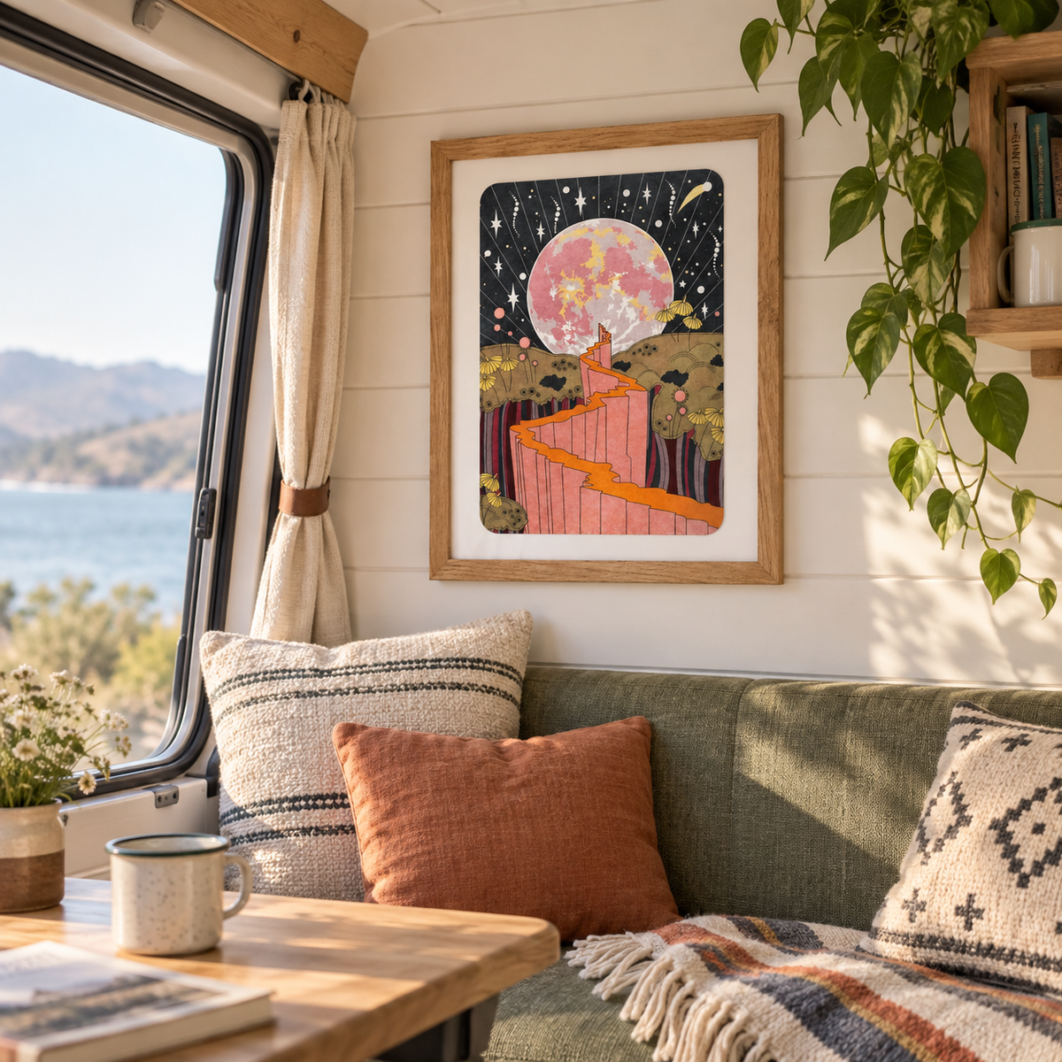 Stargazer Art Print in a van-life setting