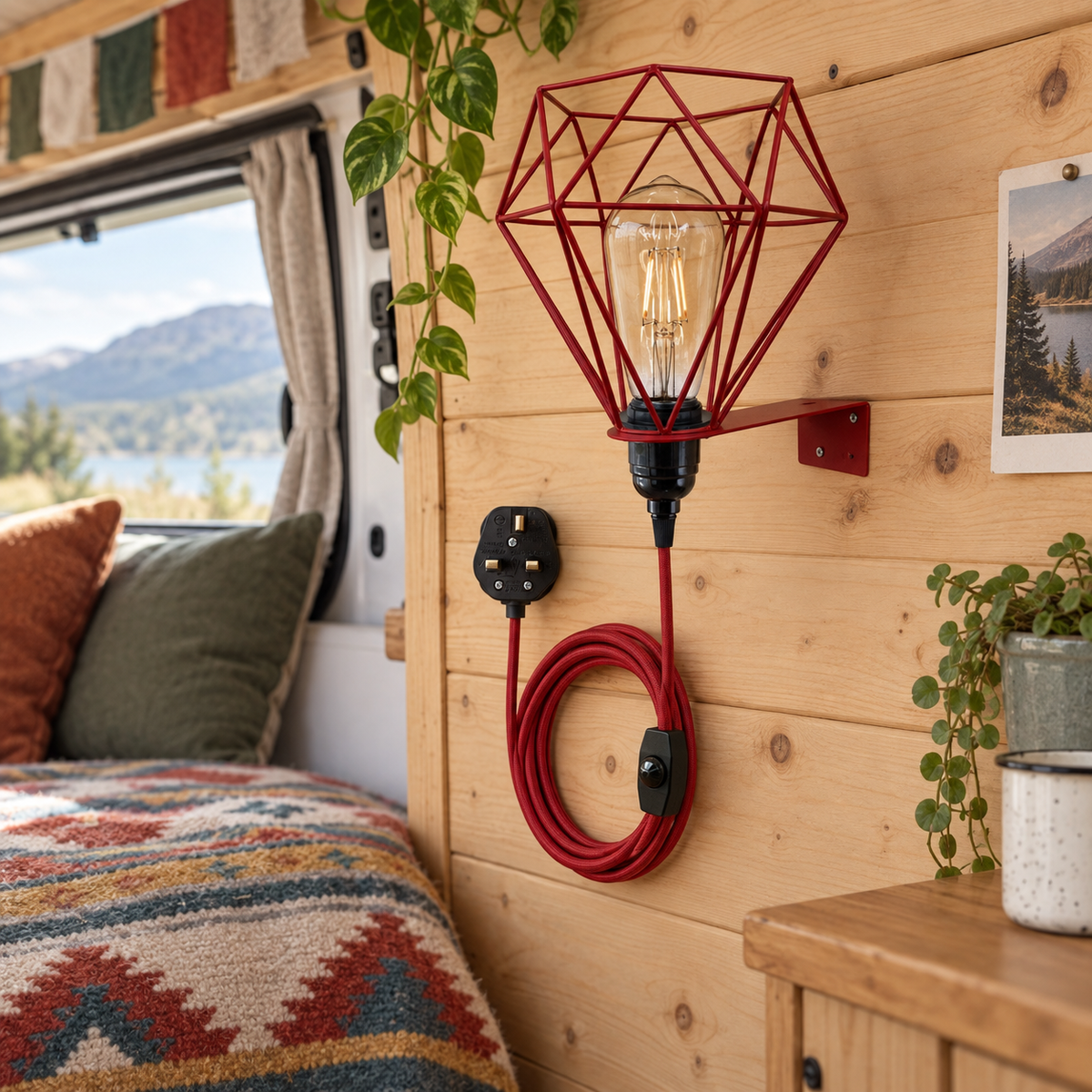 Retro Wall Light in a van-life setting