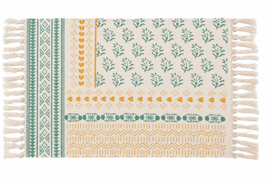 Boho Cotton-Blend Tassel Rug – 58 × 88cm – product on a white background