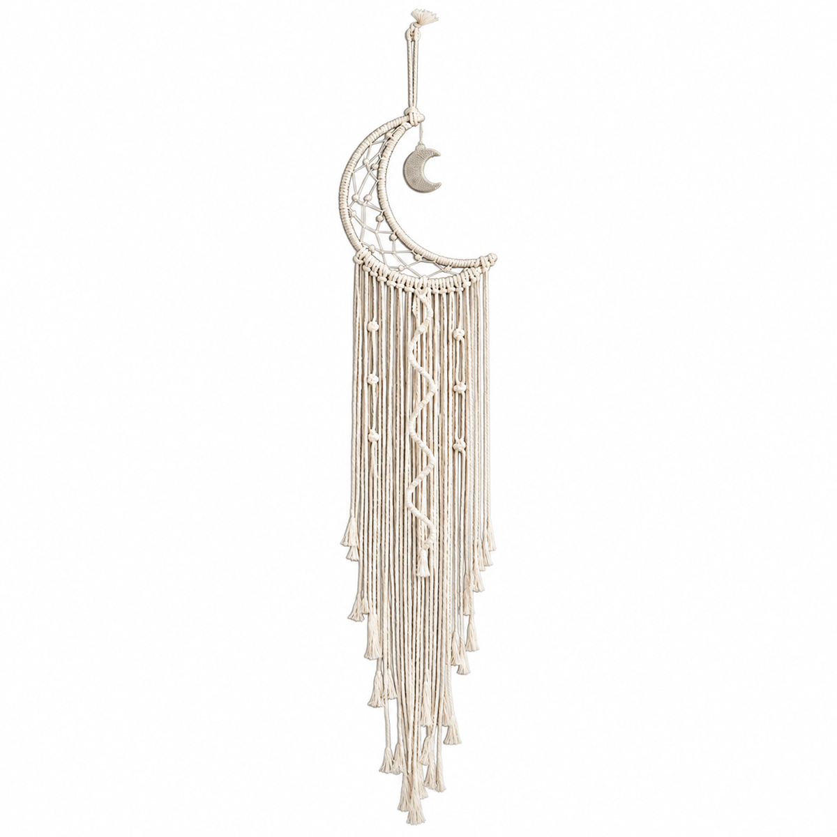 Moon Macramé LED Wall Hanging on a white background