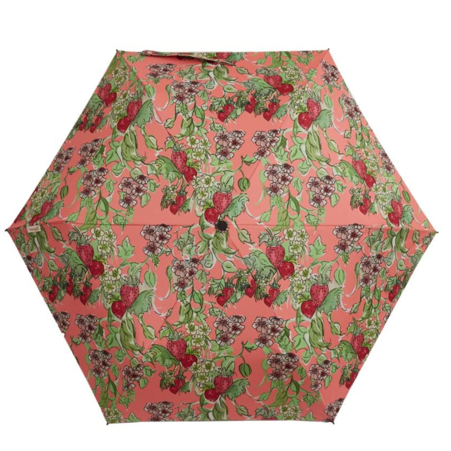 Strawberry floral print compact umbrella for van life adventures and outdoor festivals