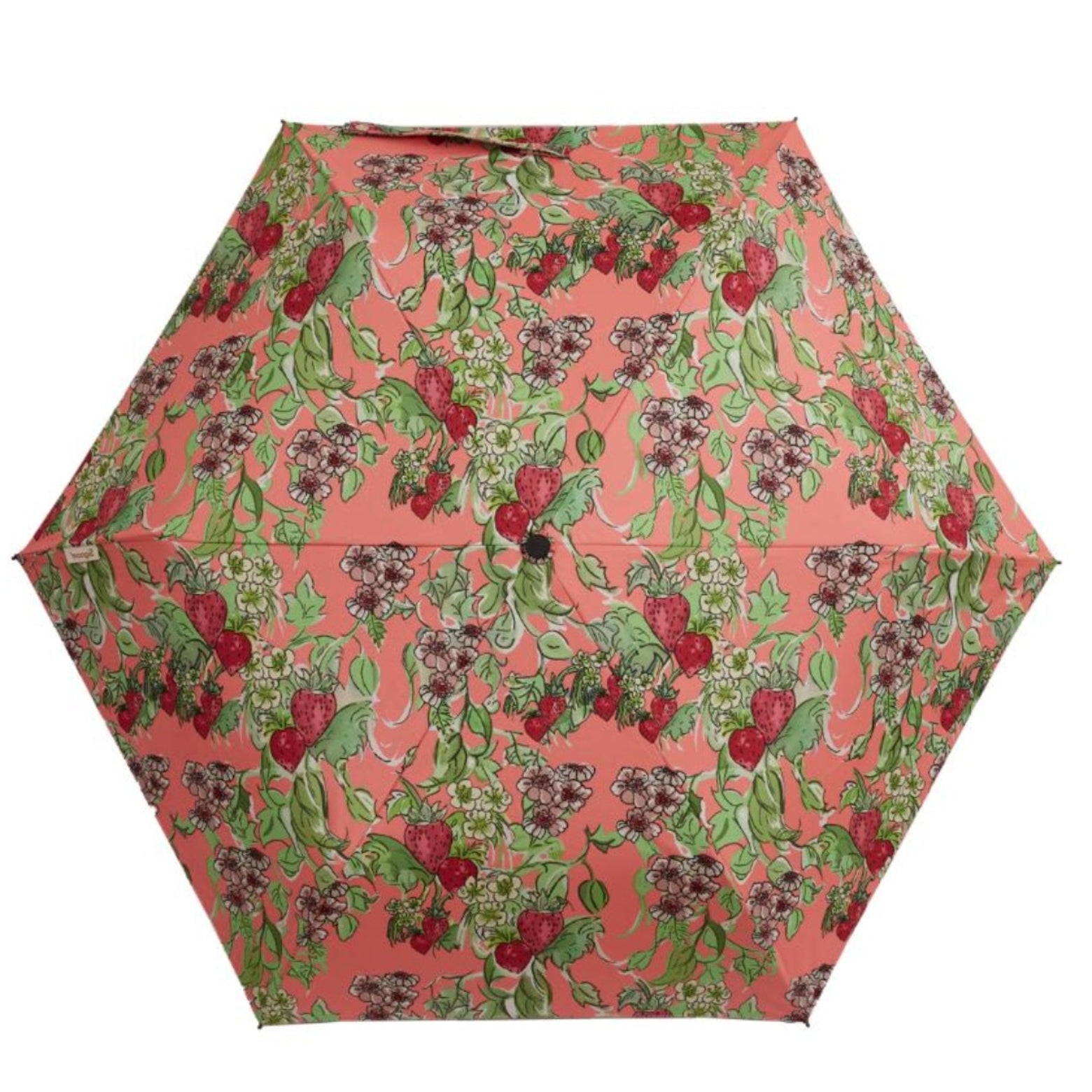 Strawberry floral print compact umbrella for van life adventures and outdoor festivals