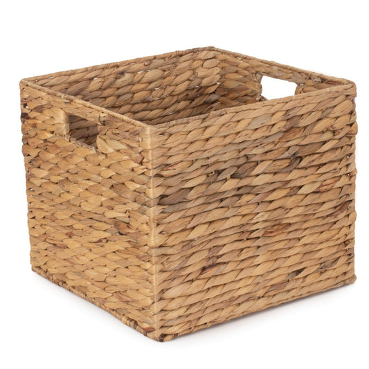 Natural woven seagrass storage basket for van life organization and camping gear